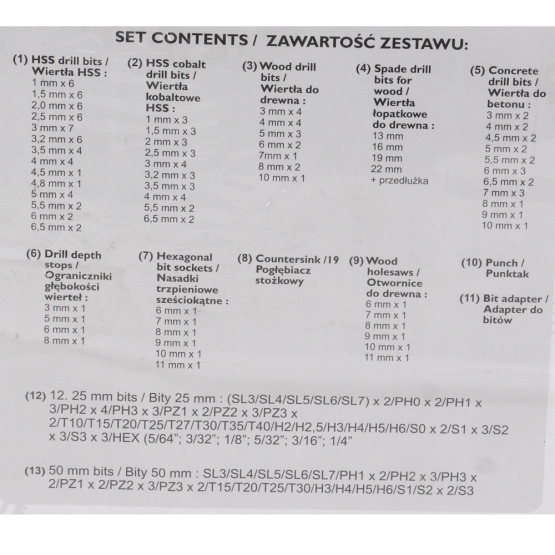 Súprava vrtákov a bitov 246 dielov