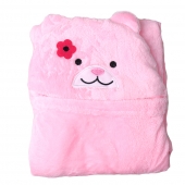 Detská deka Happy Baby ružová - medvedík s kvietkom