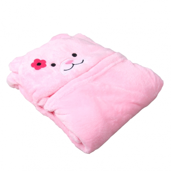 Detská deka Happy Baby ružová - medvedík s kvietkom