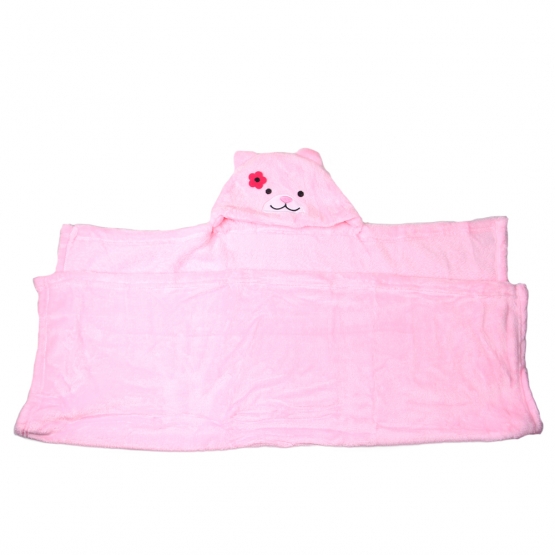 Detská deka Happy Baby ružová - medvedík s kvietkom