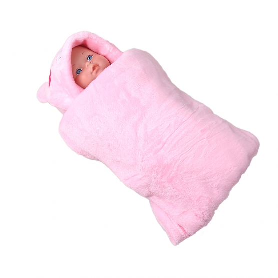 Detská deka Happy Baby ružová - medvedík s kvietkom