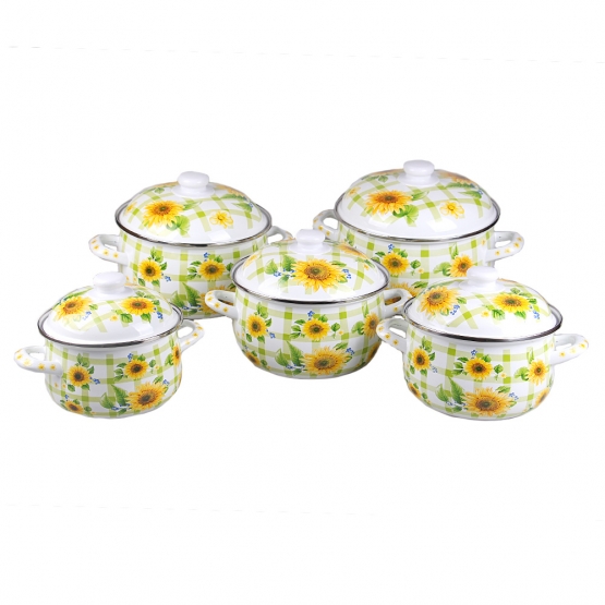 10-dielna sada smaltovaných hrncov slnečnice