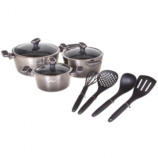 10-dielna sada hrncov čierna