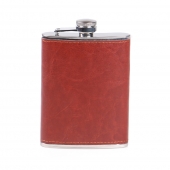 Nerezová ploskačka s PVC kožou hnedá