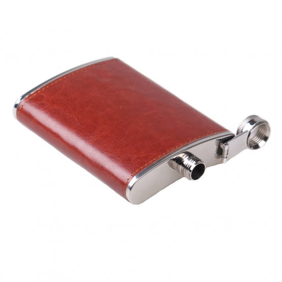 Nerezová ploskačka s PVC kožou hnedá