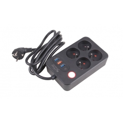Predlžovací kábel 2 m so 4 výstupmi a USB