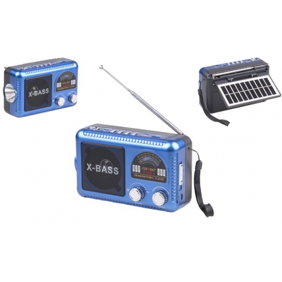 Solárne 3pásmové rádio FERVENT modré