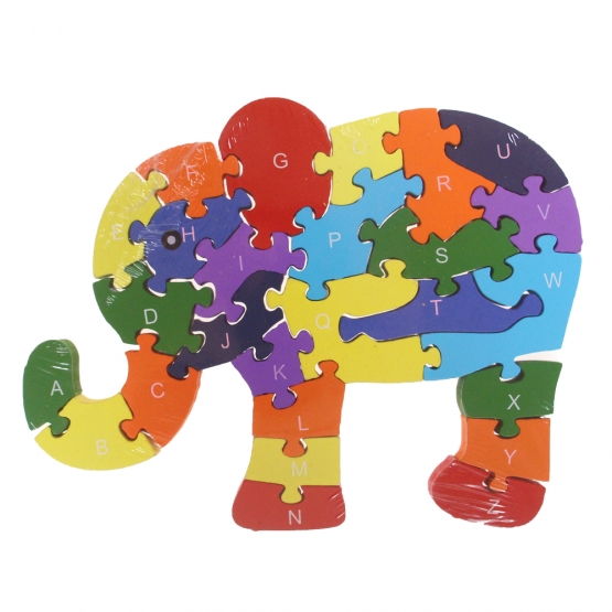 Vzdělávací drevené puzzle slon var.3