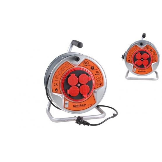 Predlžovací kábel na bubne 50 m sivý 2,5mm KR-1535