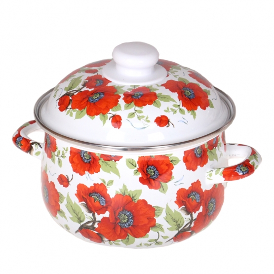 10-dielna sada smaltovaných hrncov červený mak