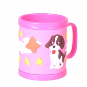 Hrnček detský plastový (ružový s psíkom a méďou)