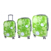 Sada 3 škrupinových kufrov (Zelené krúžky)
