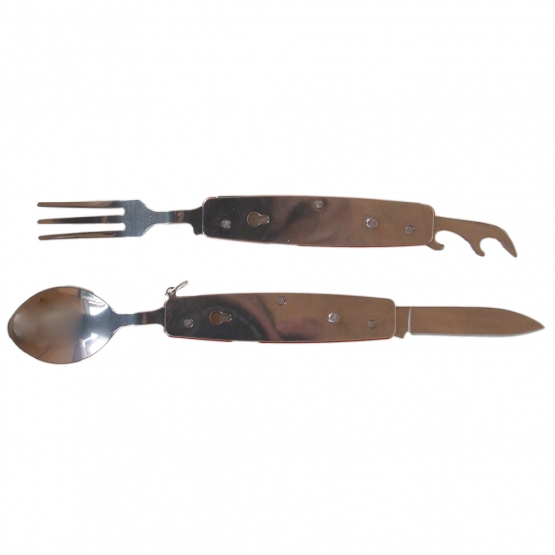 Rozkladací multifunkčný kempingový príbor B-SQUL červený