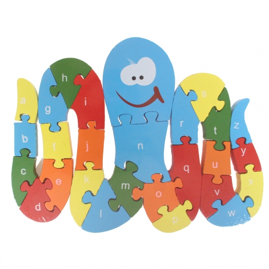 Vzdělávací drevené puzzle chobotnice