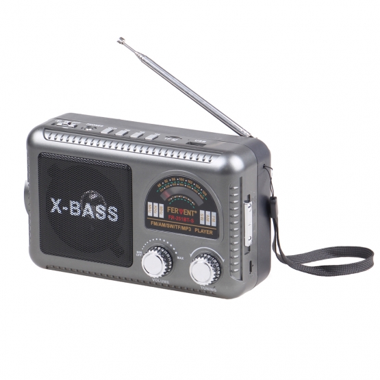 Solárne 3pásmové rádio FERVENT šedé