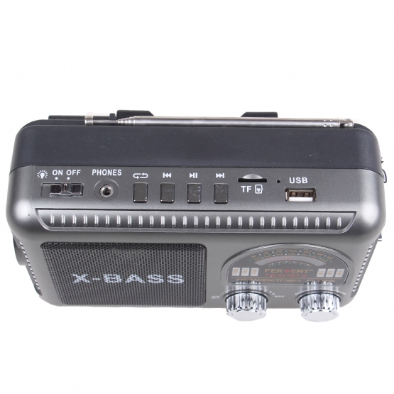 Solárne 3pásmové rádio FERVENT šedé