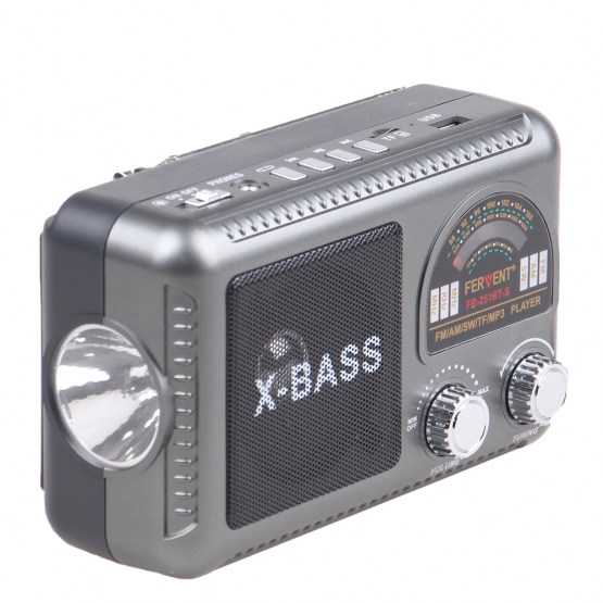 Solárne 3pásmové rádio FERVENT šedé