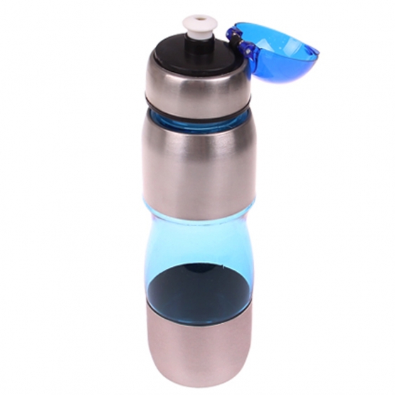 Fľaša na pitie s plastovým náustkom modrá