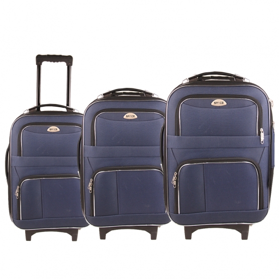 Sada 3 látkových kufrov modrá 4