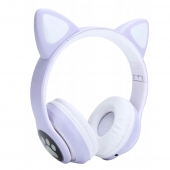 Bezdrôtové slúchadlá s mačacími ušami fialové