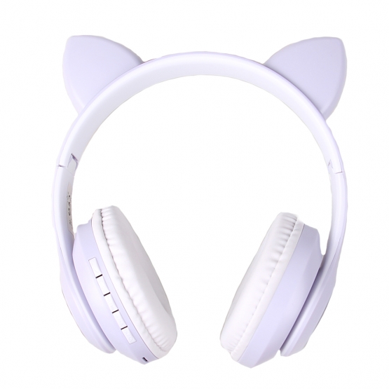 Bezdrôtové slúchadlá s mačacími ušami fialové