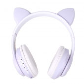 Bezdrôtové slúchadlá s mačacími ušami fialové