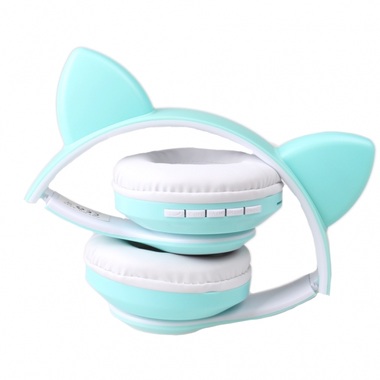 Bezdrôtové slúchadlá s mačacími ušami zelená