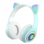 Bezdrôtové slúchadlá s mačacími ušami zelená