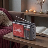 Solárne 3pásmové rádio IS-810PRO červené
