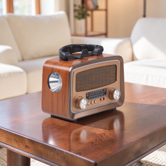 Solárne prenosné rádio YG-1086mini-S světle hnedé