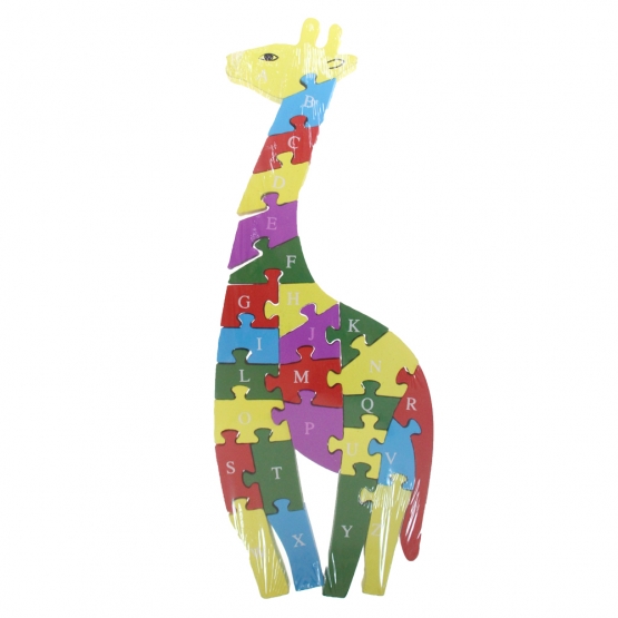Vzdělávací drevené puzzle žirafa var.3
