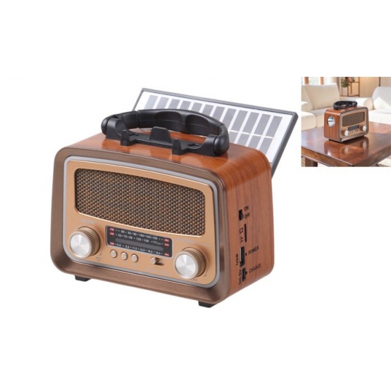 Solárne prenosné rádio YG-1086mini-S světle hnedé