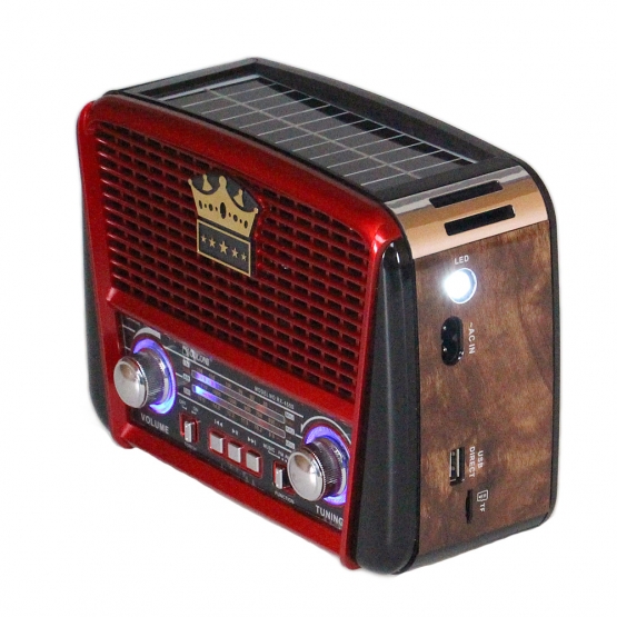 Prenosné 3 pásmové solárne rádio čierno-červené KORUNA RX-455S