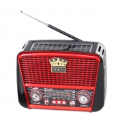 Prenosné 3 pásmové solárne rádio čierno-červené KORUNA RX-455S