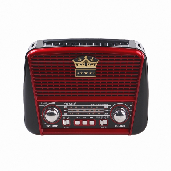 3-pásmové solárne rádio s Bluetooth čierno-červené KORUNA