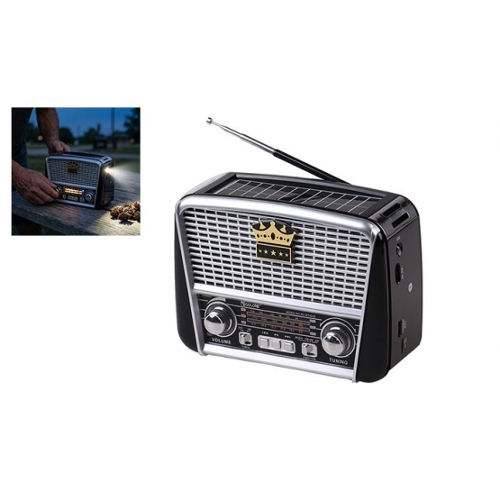 3-pásmové solárne rádio s Bluetooth čierno-strieborné KORUNA
