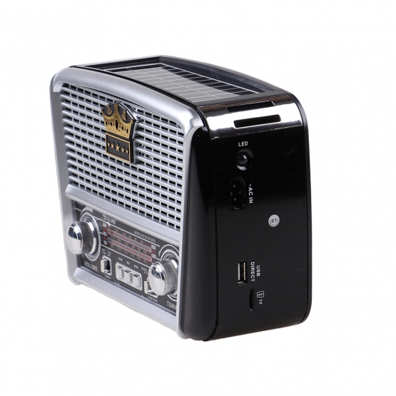 3-pásmové solárne rádio s Bluetooth čierno-strieborné KORUNA