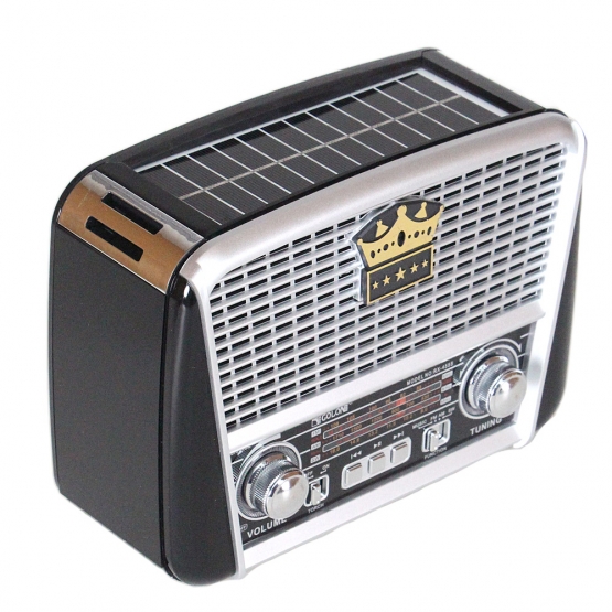 Přenosné 3pásmové solární rádio černo-stříbrné KORUNA RX-455S