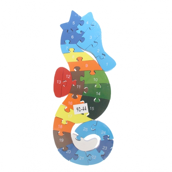 Vzdělávací drevené puzzle morský kôň