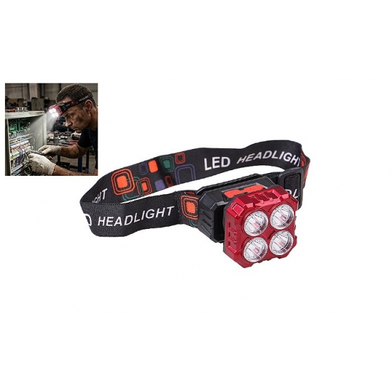 Nabíjateľná LED čelovka HX208-4 červená
