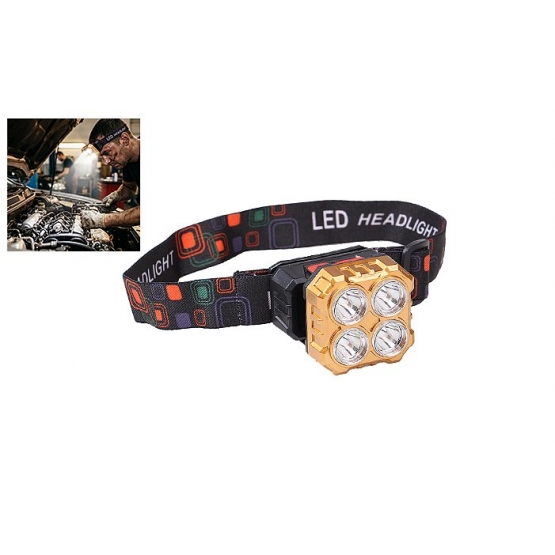 Nabíjateľná LED čelovka HX208-4 zlatá