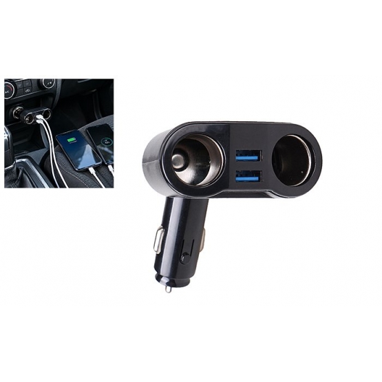 Rozbočka do autozapaľovača 2×USB+2×CL
