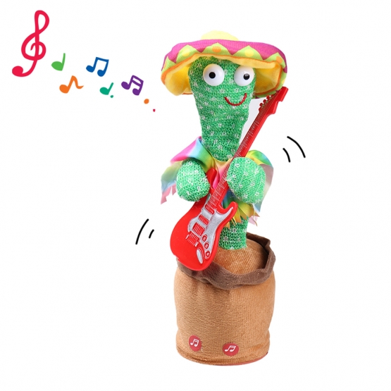 Spievajúci a tancujúci kaktus s gitarou