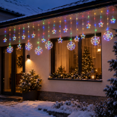 LED vianočný svetelný záves s motívmi hviezd a snehových vločiek 8014M