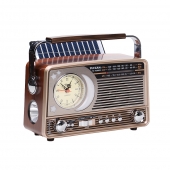 3-pásmové solárne rádio s hodinami strieborné YG-7030BTS