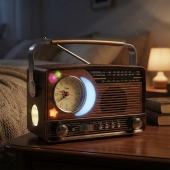 3-pásmové solárne rádio s hodinami strieborné YG-7030BTS