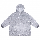 Svietiaca deka s rukávmi a kapucňou sivá