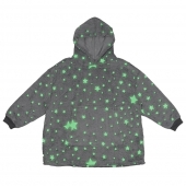 Svietiaca deka s rukávmi a kapucňou sivá
