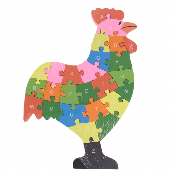 Vzdělávací drevené puzzle sliepočka