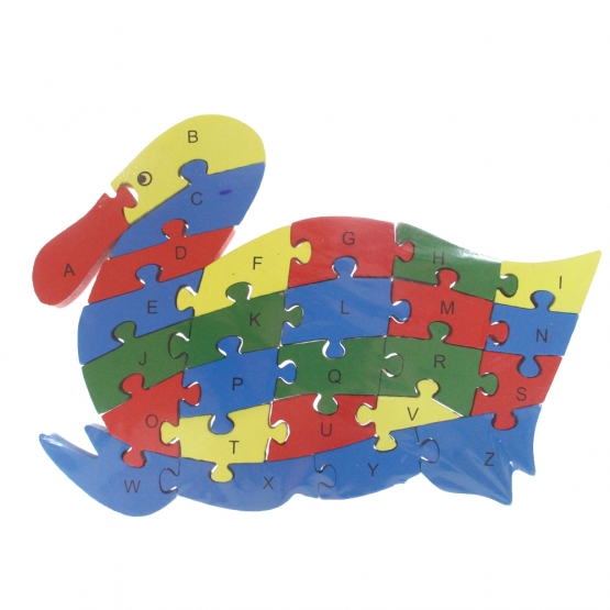 Vzdělávací drevené puzzle kačica